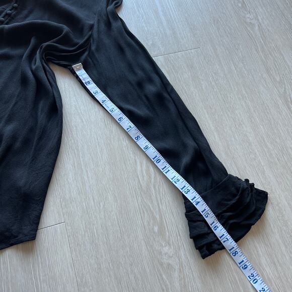 Soft Surroundings Poet Blouse Large Black Ruffle Long Sleeve - Picture 7 of 10